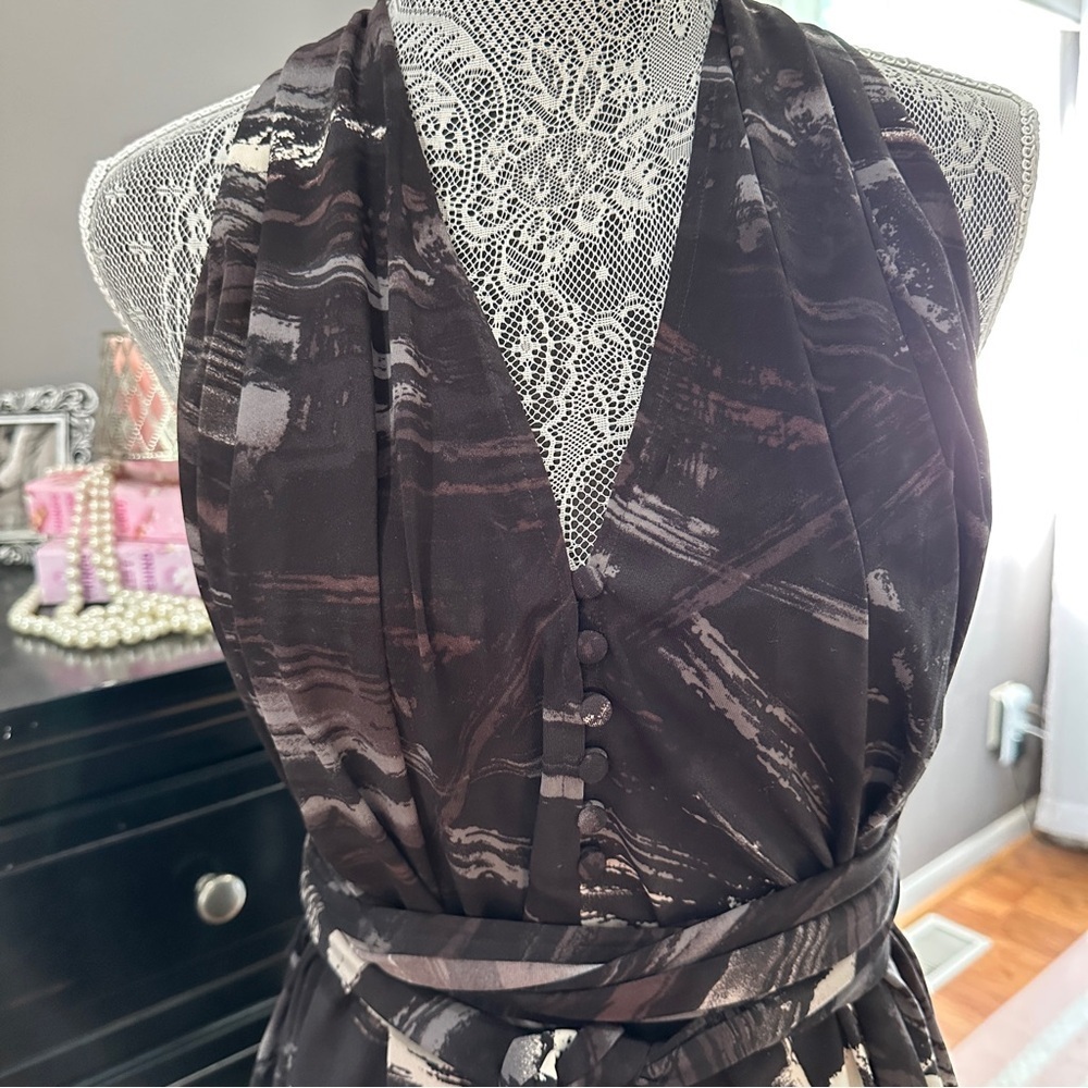 BCBGMAXAZRIA Retro Early 00’s Black Marble Print Sleeveless Tunic Size Small - Picture 5 of 14